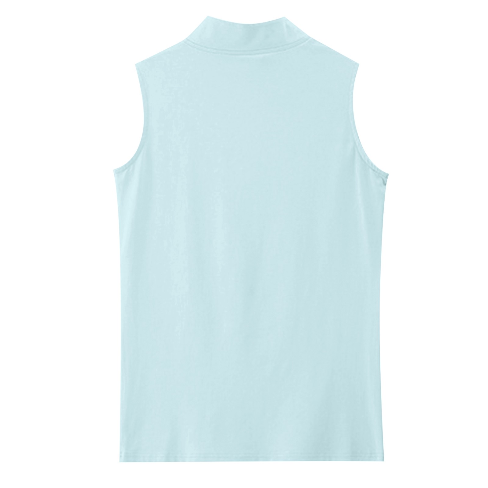 thumbnail image 5 of Camiseta sin mangas con cuello alto para mujer - Ropa informal de verano en color liso - Tejido mercerizado, detalle de cremallera, estilo versátil, 5 of 5